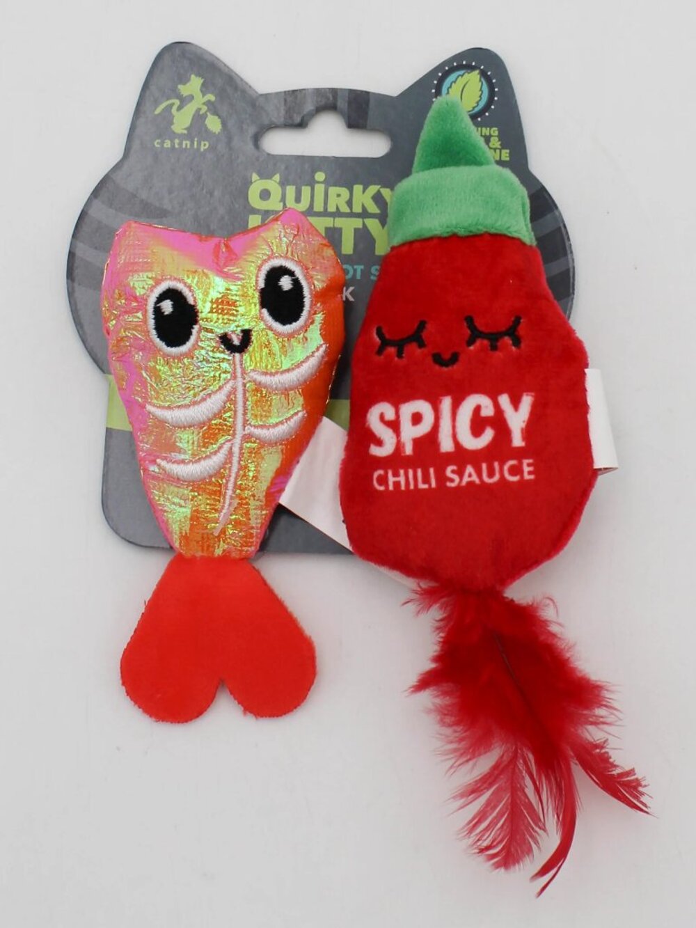 Quirky Kitty Purracha Hot Sauce & Shrimp Cat Plush Toy (2-Pack) Brand New